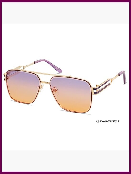 Retro Oversized Square Sunglasses, Stainless Steel Metal Frame, UV400 Protection main image 5